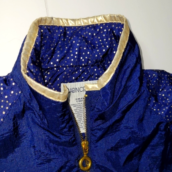 Vintage Cabin Creek Navy Blue and Gold Mock Neck Full Zip windbreaker jacket - Picture 3 of 12